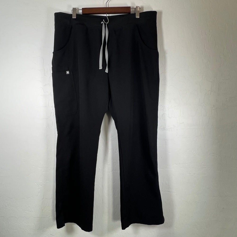 FIGS Technical Collection Black Scrub Pants XL T21004 Straight Leg Cargo Pockets